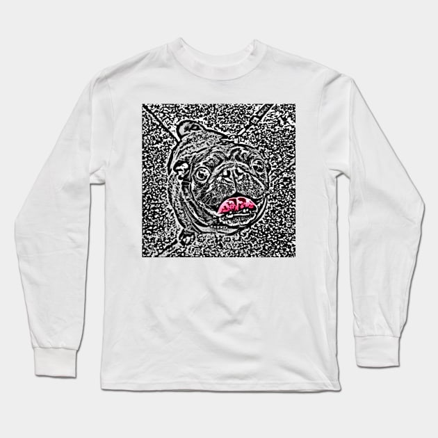 Pugster #2 in Black & White Long Sleeve T-Shirt by markross